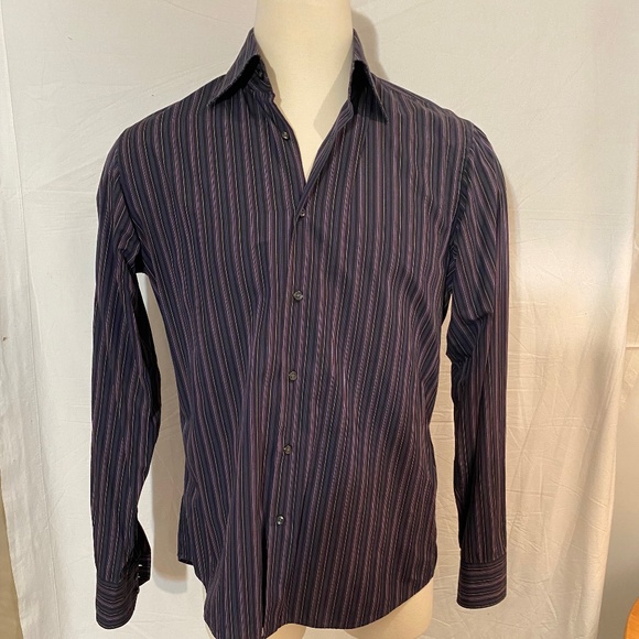 HUGO BOSS Men’s Striped Button Down Shirt Sz XL or 16 1/2 - Picture 1 of 7